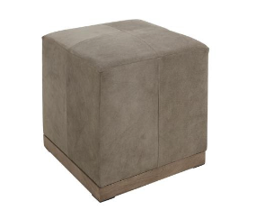 Felix Small Leather Ottoman Smoke Suede